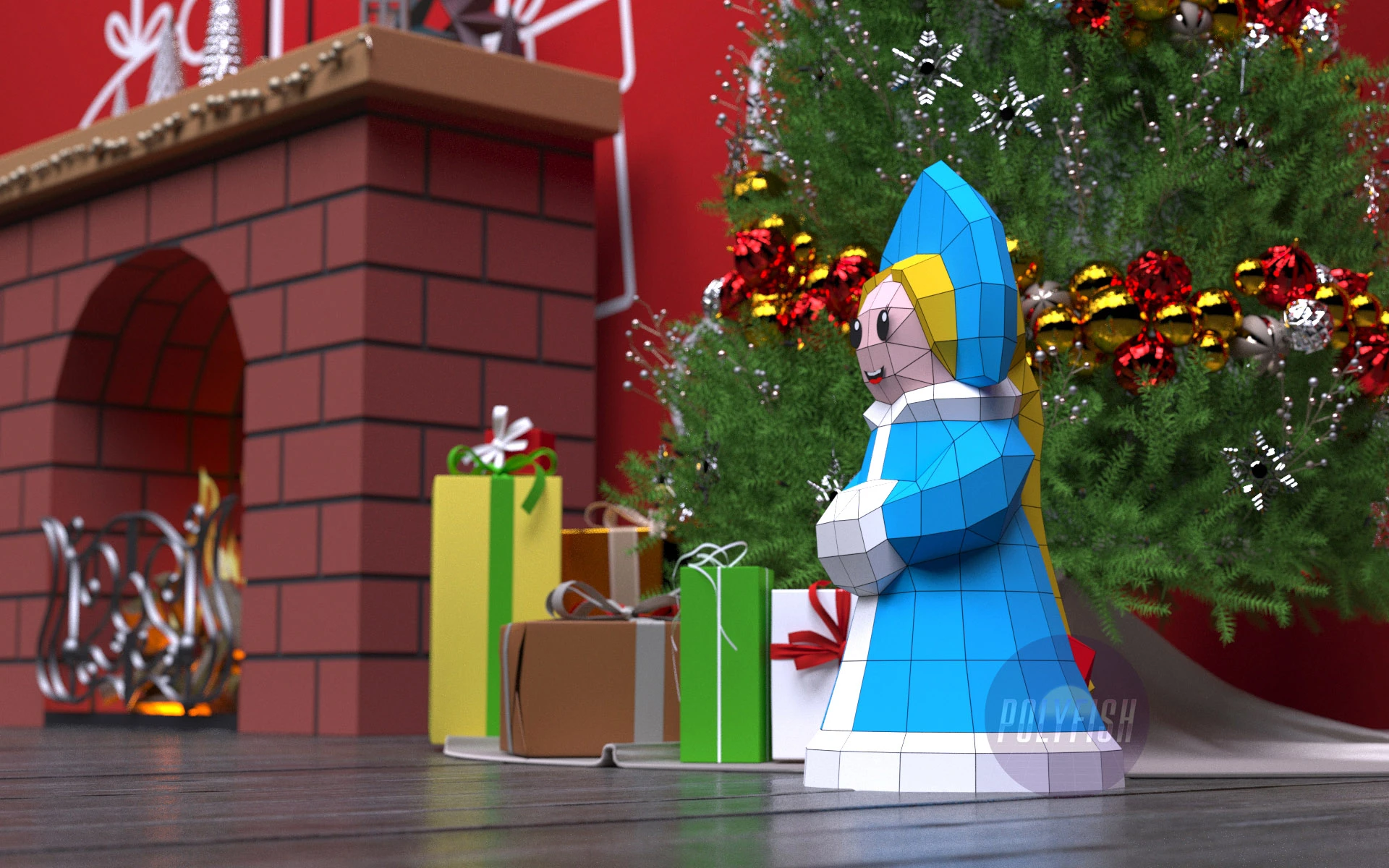 Snow Maiden, Snegurochka PDF Template, Low Poly, Paper Sculpture, DIY ...