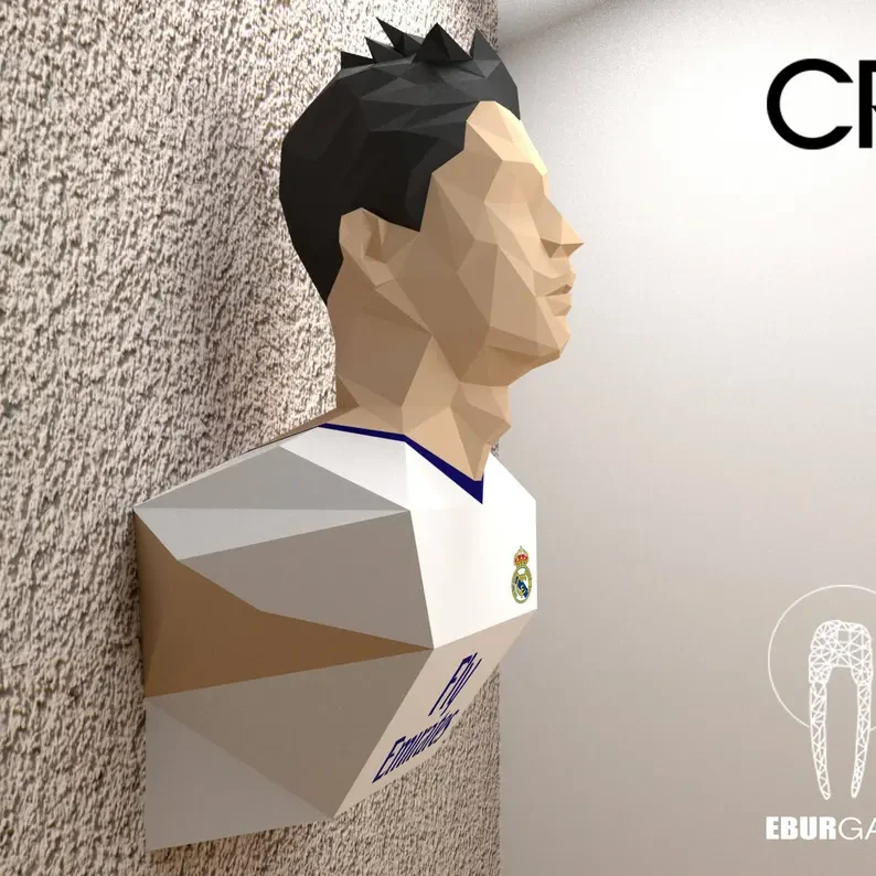 Wall Decor Cristiano Ronaldo Papercraft Head, CR7 Papercraft