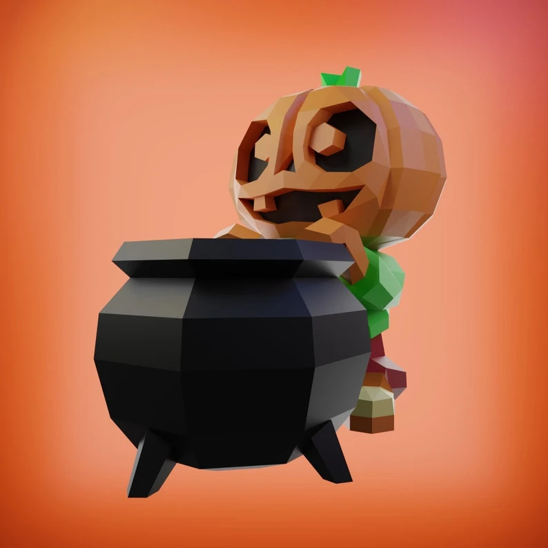 Papercraft Pumpkin Candy / Pumpkin Sweet DIY template PDF, DXF